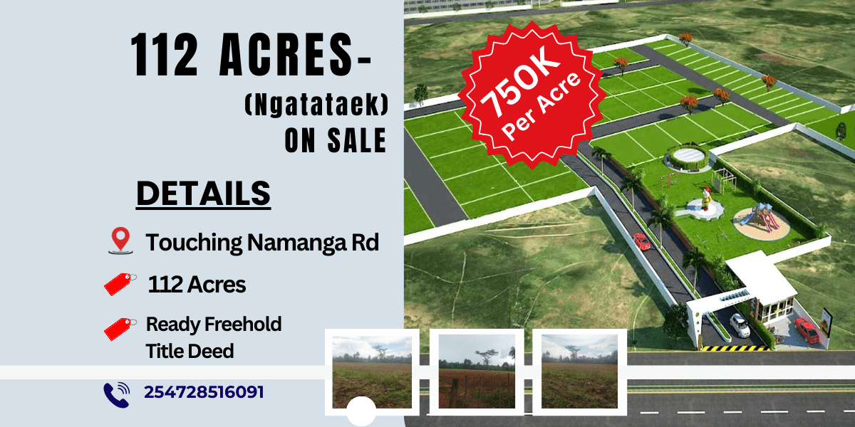 Prime 112 Acres for Sale – Ngatataek, Kajiado Touching Namanga Highway